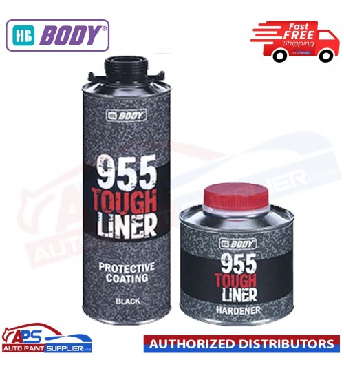 HB BODY 955 TOUGH BED LINER COATING 1 BOTTLE KIT - WITH HARDENER (BLACK)